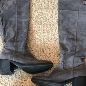 Grey Knee High Boots